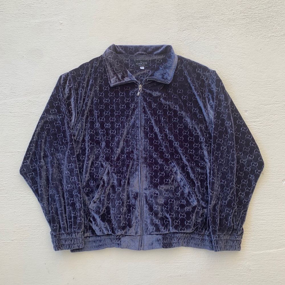 Vintage Bootleg Gucci Monogram Velour Track Jacket